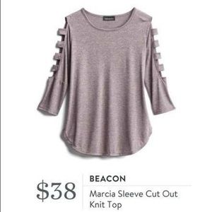 NWOT Beacon Marcia Sleeve Cut Out Knit Top